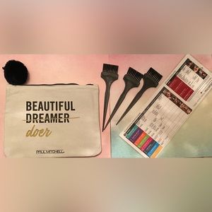 Color brush , take home menu and cosmetic bag
